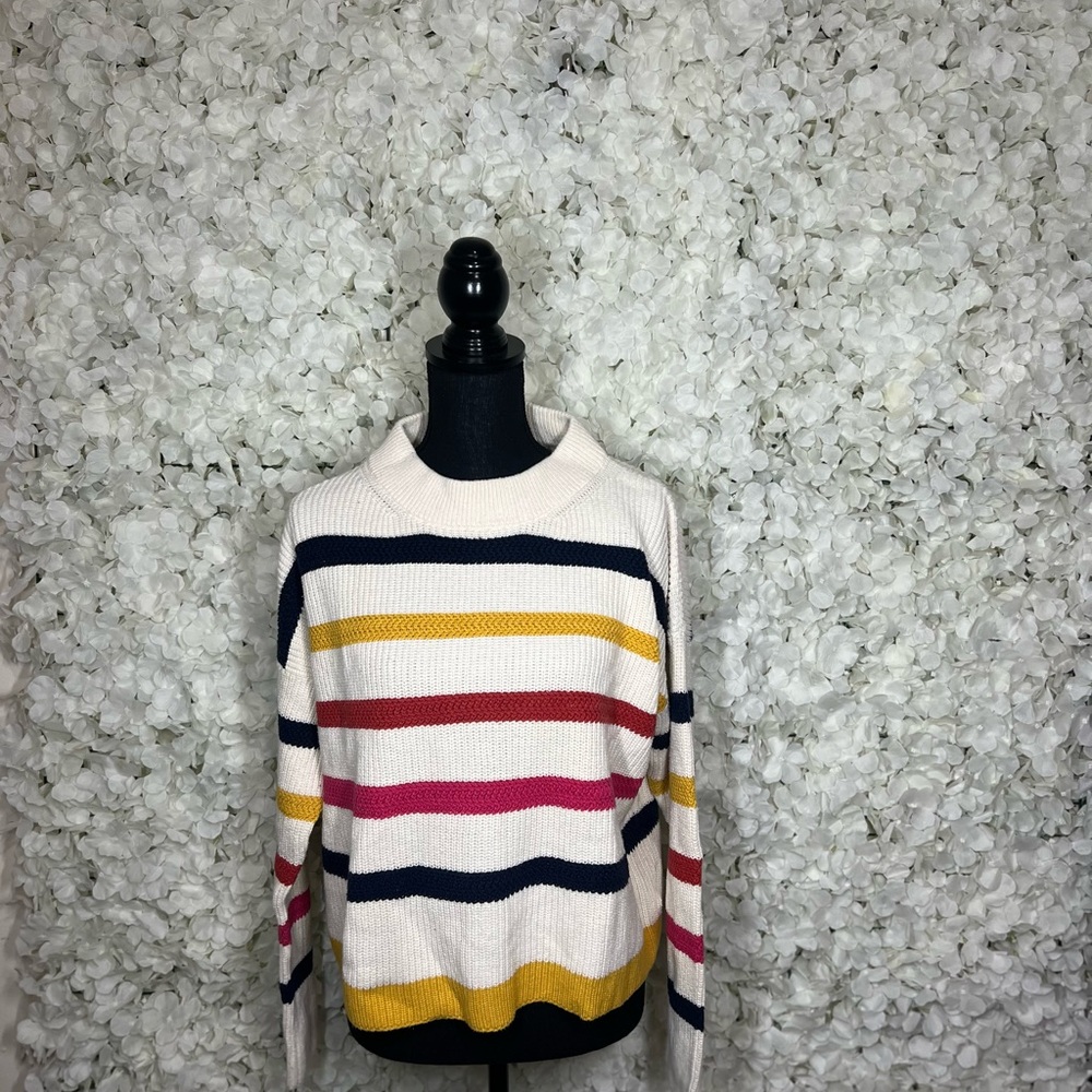 Cream and Pink Cowl Neck Sweater